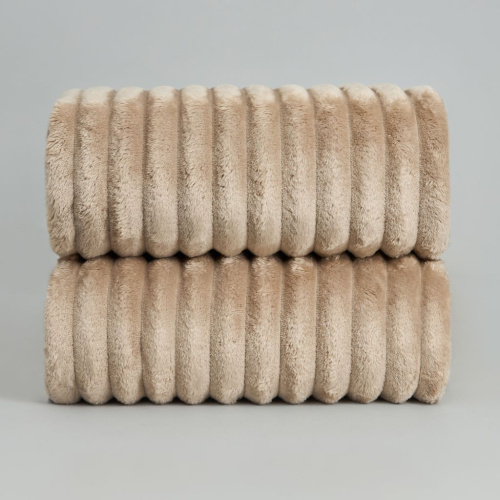 Плед Soft strip, серо-бежевый