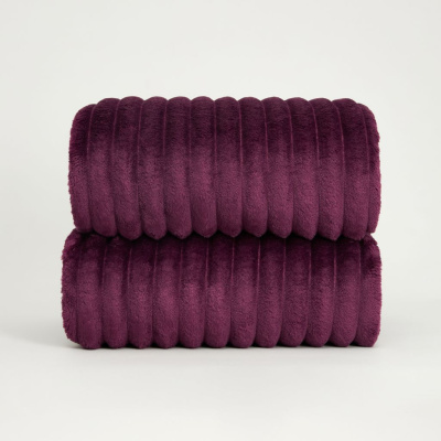 Плед Soft strip, слива