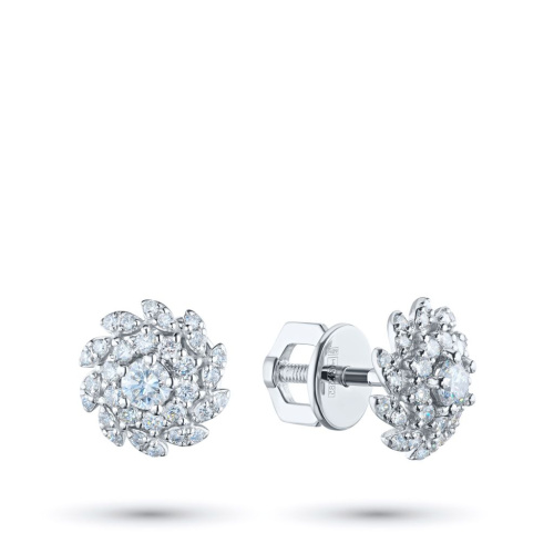 Пусеты из белого золота с бриллиантами э4001пс08210701