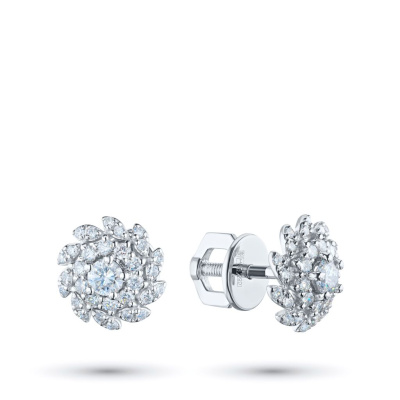 Пусеты из белого золота с бриллиантами э4001пс08210701