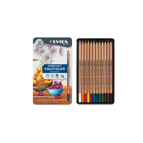 Набор карандашей цветных Lyra "Rembrandt Polycolor" 12 цв в метал. коробке