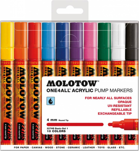 Набор маркеров Molotow "ONE4AL" 10 шт Basic-Set1 4мм