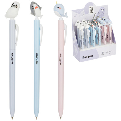Ручка шариковая автоматическая MESHU "Sea Cuties" синяя, 0,7мм, корпус ассорти