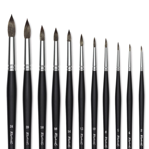 Кисть синтетика имитация мангуста №12 круглая Sennelier "Kevrin+" длинная ручка