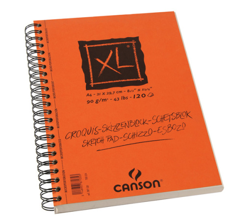 Альбом для графики на спирали Canson "XL Croquis" 21х29,7 см 120 л 90 г слоновая кость, спираль слева