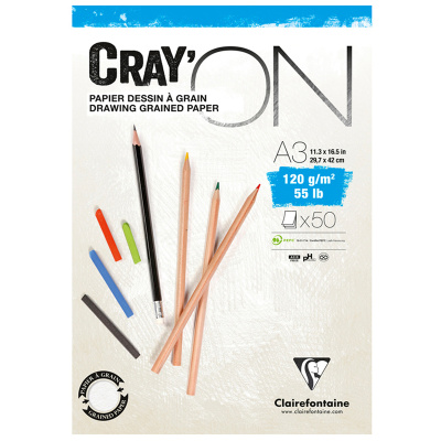 Блокнот-склейка Clairefontaine "Cray'ON" А3 50 л 120 г, мелкозернистый