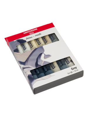 Набор акрила Talens "Amsterdam" 12 цв*20 мл, серые оттенки