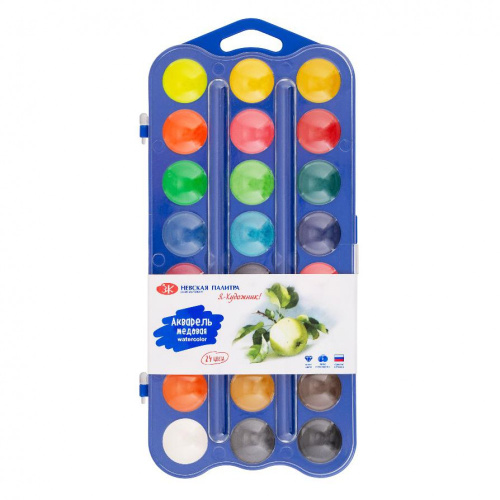 Набор акварели "Я - Художник!" 24 цв.: 12 цв, 6 перл, 6 флуор, синяя пластиковая упаковка