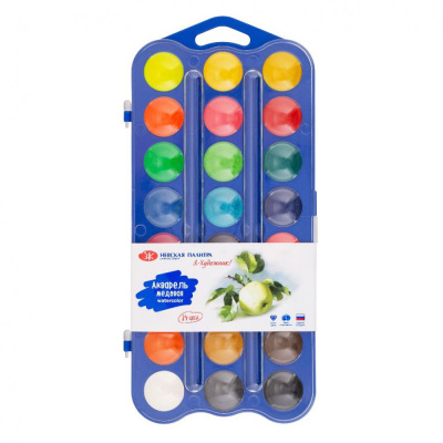 Набор акварели "Я - Художник!" 24 цв.: 12 цв, 6 перл, 6 флуор, синяя пластиковая упаковка