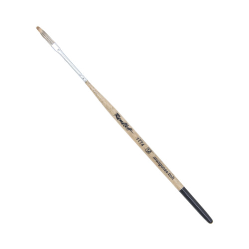 Кисть синтетика имитация мангуста №4 шлейф Roubloff "1TT4" ручка короткая, пестрая, белая обойма