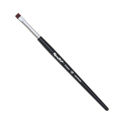Кисть синтетика вишневая плоская Roubloff "Eraser" ручка короткая, чёрная матовая