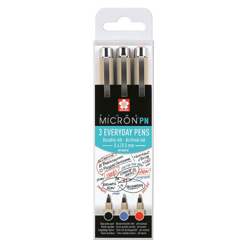 Набор капиллярных ручек Sakura "PIGMA MICRON PN" 3 шт (0,4 мм - 0,5 мм) цвет черный, синий, красный