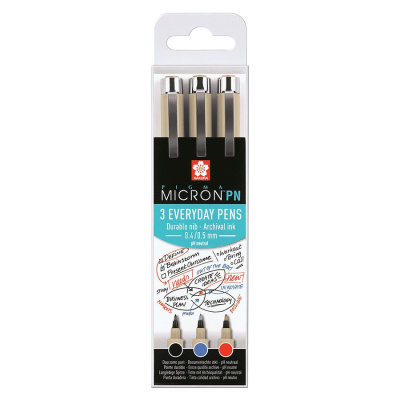 Набор капиллярных ручек Sakura "PIGMA MICRON PN" 3 шт (0,4 мм - 0,5 мм) цвет черный, синий, красный