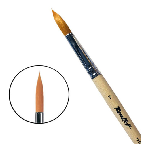 Кисть синтетика №7 круглая Roubloff "1210" короткая ручка п/лак