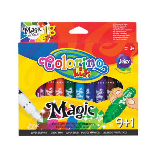 Набор фломастеров Colorino "Magic 1+1=3" 9 цветов + 1 белый