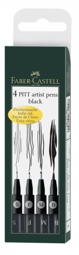 Набор ручек капиллярных Faber-Castell "PITT ARTIST PEN" (S,F,M,B) 4 шт, черный