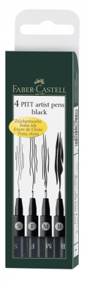Набор ручек капиллярных Faber-Castell "PITT ARTIST PEN" (S,F,M,B) 4 шт, черный