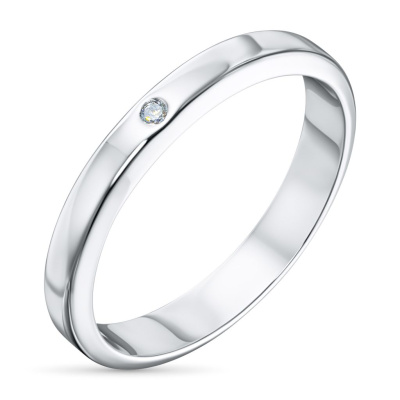 Обручальное кольцо из белого золота с бриллиантом э4001кц12200555