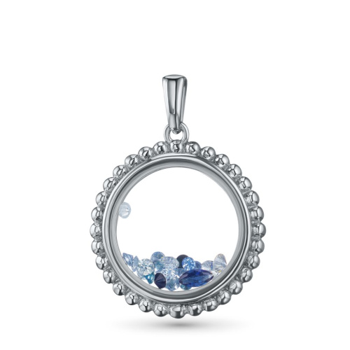 Подвеска из белого золота с бриллиантами, турмалинами, сапфировым стеклом и изумрудами э4781пд07240373