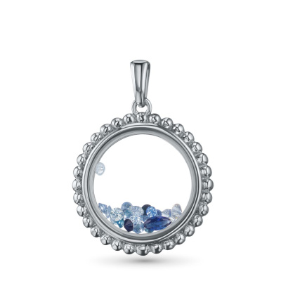 Подвеска из белого золота с бриллиантами, турмалинами, сапфировым стеклом и изумрудами э4781пд07240373