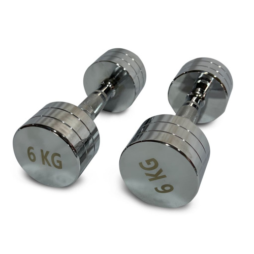 Гантель UNIX Fit PRO круглая хромированная 6 кг, 2 шт.