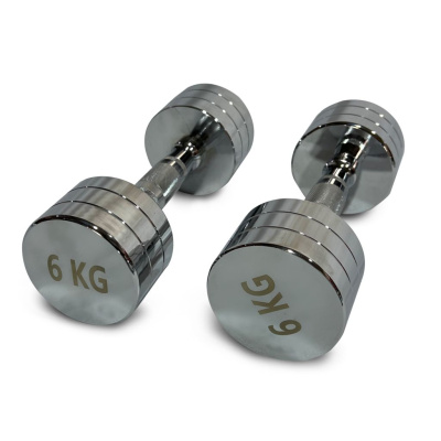 Гантель UNIX Fit PRO круглая хромированная 6 кг, 2 шт.