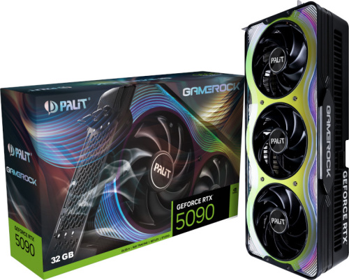 Видеокарта PCI-E Palit GeForce RTX 5090 GameRock (NE75090019R5-GB2020G) 32GB GDDR7 512bit 2407/28000MHz HDMI 3*DP