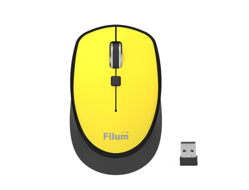 Мышь Wireless Filum FL-MW10-YW оптическая 2.4 ГГц USB 4 кл., DPI: 800/1200/1600, питание АА 1 шт., черная, Windows XP/Vista/7/8/10, MacOS