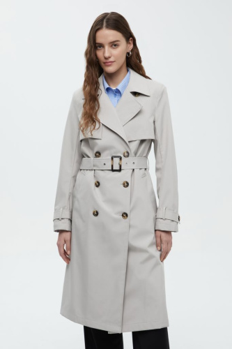 Двубортный тренч с поясом