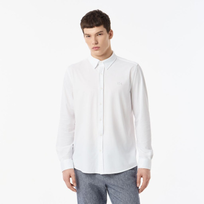 Рубашка унисекс Lacoste Unisex в полоску с вышивкой под крокодила