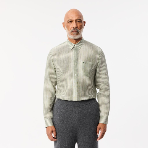 Мужская льняная рубашка Lacoste в полоску