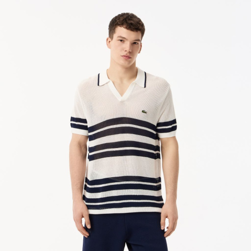 Мужское вязаное поло Lacoste в полоску