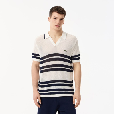 Мужское вязаное поло Lacoste в полоску