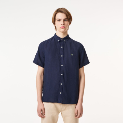 Мужская льняная  рубашка Lacoste с коротким рукавом