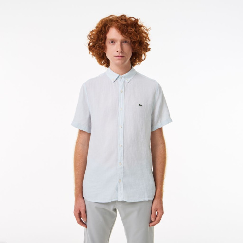 Мужская льняная  рубашка Lacoste с коротким рукавом