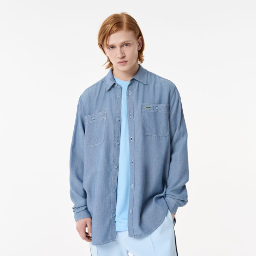 Мужская лёгкая рубашка Lacoste из экологического материала тенсель