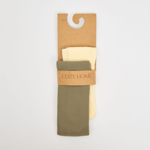 Носки Зелень, молочные/зеленые