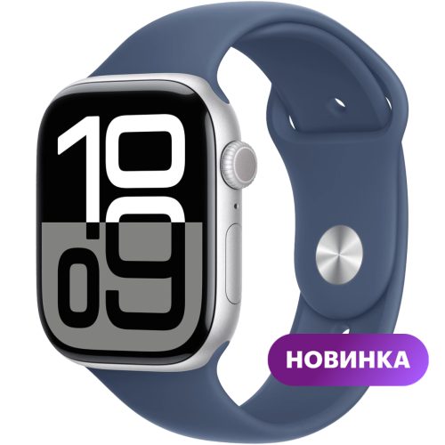 Умные часы  Apple Watch Series 10, 42mm, Silver Aluminium Case with Denim Sport Band, M/L (MWWC3ZP/A)