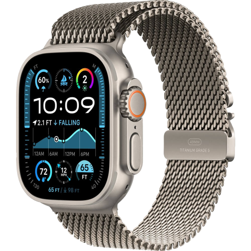 Умные часы  Apple Watch Ultra 2, 49mm, Natural Titanium Case with Titanium Melanese Loop, M (MX5R3ZP/A)