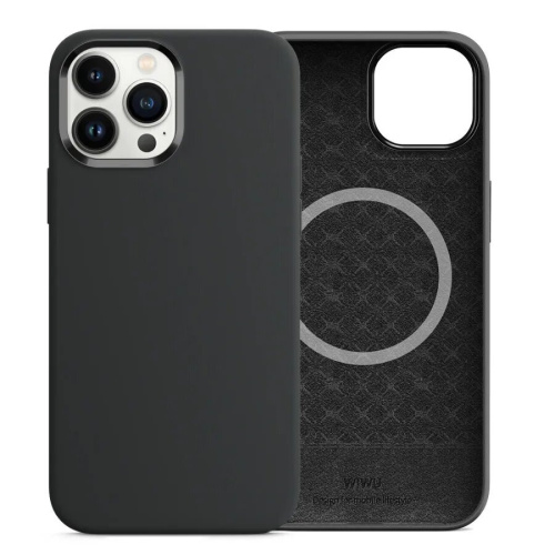 Чехол-накладка Wiwu Silky Skin Magsafe для Apple iPhone 13 силиконовый (черный)