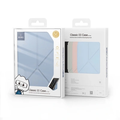 Чехол-книжка WIWU Classic III Case для Apple iPad 10.9/11"/Air 11 (2024) (полиуретан с подставкой) (GF-003) (голубой)
