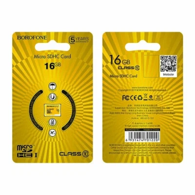 Карта памяти Borofone microSDHC 16GB Class10 UHS-I (U1) 85 MB/s V10 (1/100)