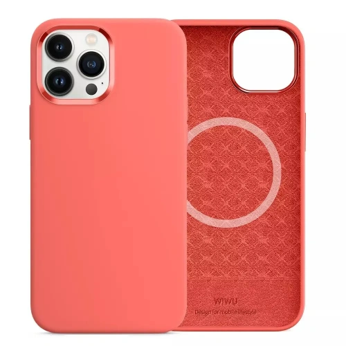Чехол-накладка Wiwu Silky Skin Magsafe для Apple iPhone 13 силиконовый (коралловый)