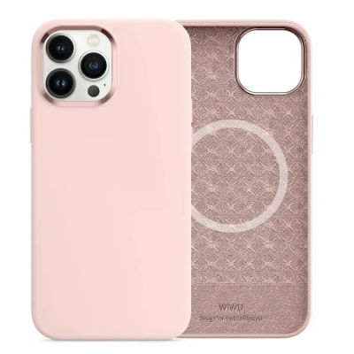 Чехол-накладка Wiwu Silky Skin Magsafe для Apple iPhone 13 силиконовый (розовый)