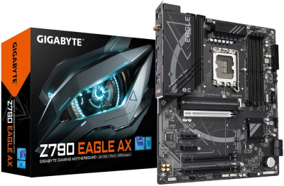 Материнская плата ATX GIGABYTE Z790 EAGLE AX (LGA1700, Intel Z790, 4*DDR5(7600), 4*SATA 6G RAID, 3*M.2, 3*PCIe, 2,5Glan, HDMI, DP, 2*USB 2.0, 5*USB 3.