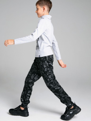 Брюки текстильные джинсовые утепленные флисом для мальчиков