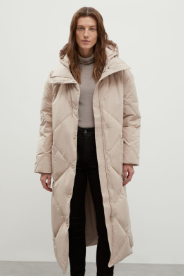 Стеганое пуховое пальто с капюшоном