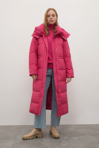 Утепленное пальто с талией на кулиске