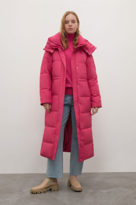 Утепленное пальто с талией на кулиске