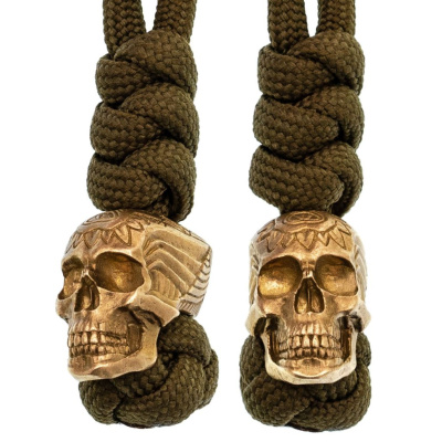 Бусина с темляком Череп Инопланетный, латунь